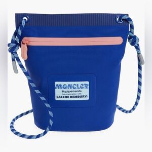 Moncler Royal Blue Rope Drawstring Crossbody with Pink Zip